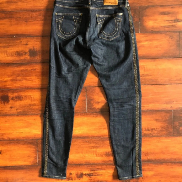 True Religion Halle Tuxedo Skinny Jeans Blue Low Rise Y2K size 27 - Picture 11 of 15